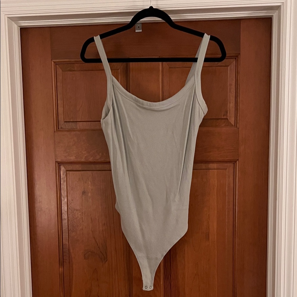 Abercrombie & Fitch Ribbed Scoop Tank in Sage Green